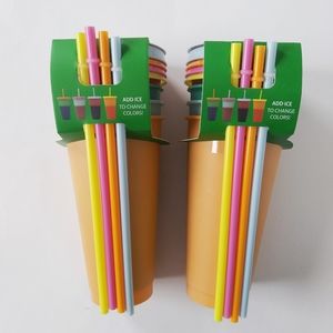 Color Changing 4PK Straw Tumblers Cup Lot of 2